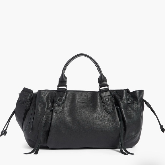 Aimee Kestenberg Essence Black Leather Satchel Bag with Strap NWT - Picture 3 of 16